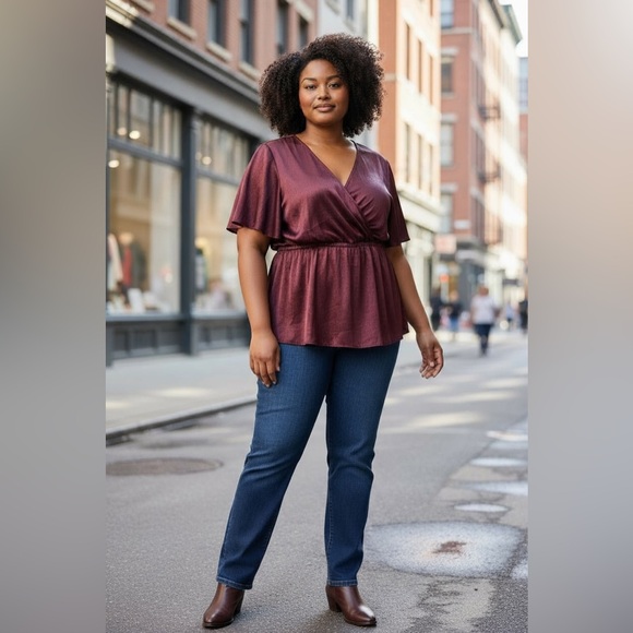 Torrid Lily Babydoll Shiny Satin Purple Surplice Top Size 3 - Picture 1 of 7